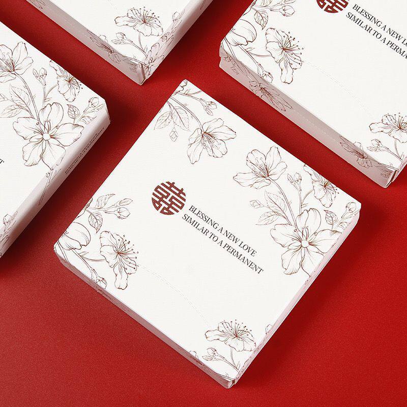 红色婚庆纸巾婚宴抽纸婚礼餐巾纸结婚纸巾盒喜庆喜字园茴芳无纺布