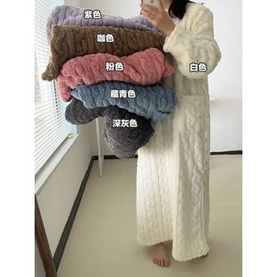 行走的被子冬季新款加长保暖宽松有口袋珊瑚绒家居睡衣睡袍睡裙女