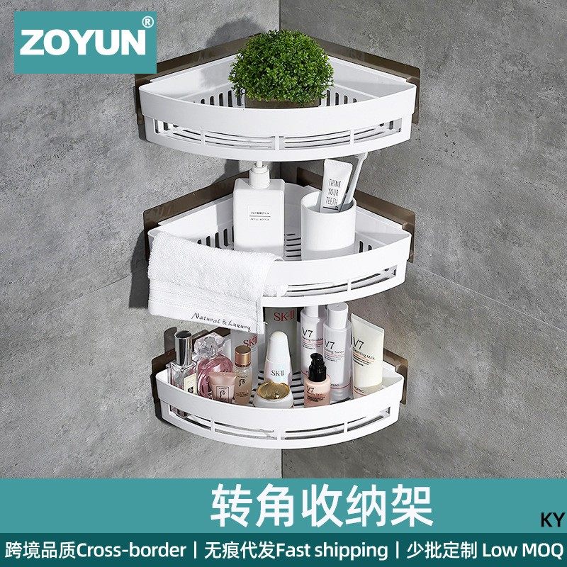 免打孔置物架卫生间浴室三角架强力转角置物架淋浴房厕所收纳架