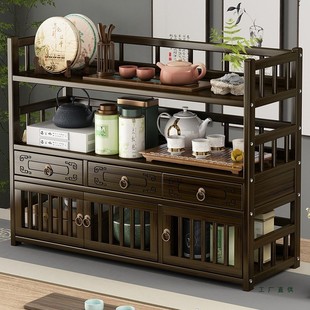 桌面博古架实木中式茶桌上小型茶具收纳架茶台摆件茶叶茶杯置物架