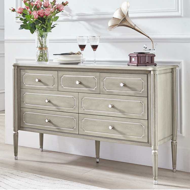 美式实木五斗柜现代轻奢储物柜客厅斗柜抽屉柜收纳柜置物柜