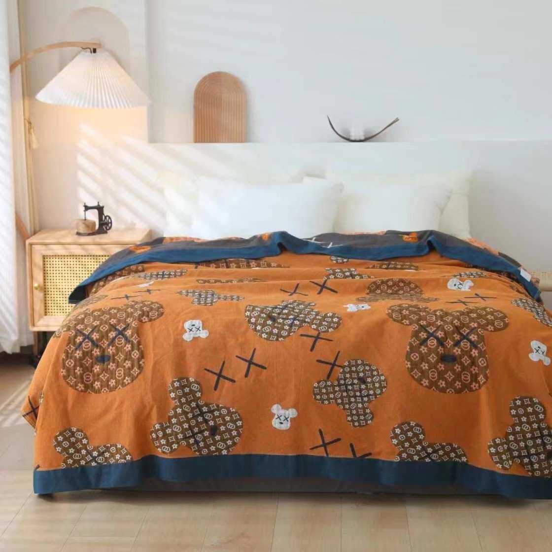 轻奢简约五层色织A类纯棉毛巾被双人纱布盖毯厂家直播一件代发