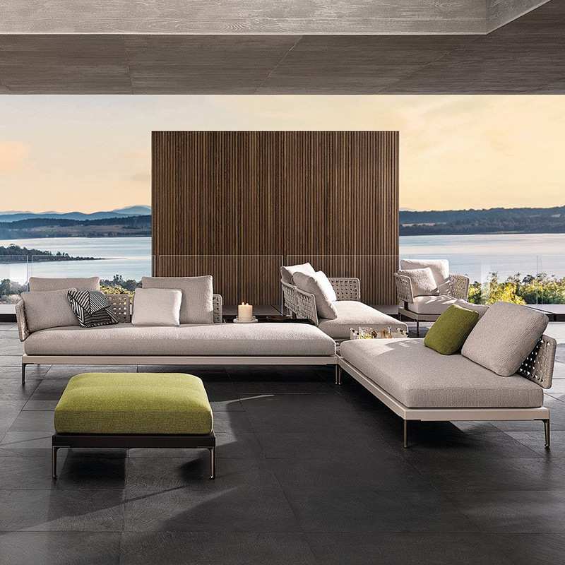 户外藤编沙发组合露台室外庭院露天花园别墅防晒防水茶几柚木家具