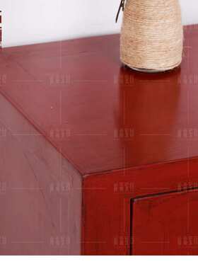 中式实木红色漆仿古做旧电视柜地柜储物柜复古矮柜旧实木家具