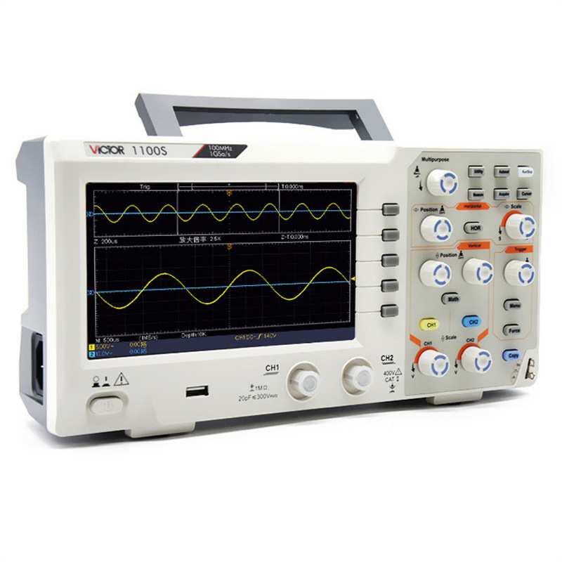 Victor/胜利数字示波器VC 1050S/1100S 100MHZ双通道存储彩屏30种
