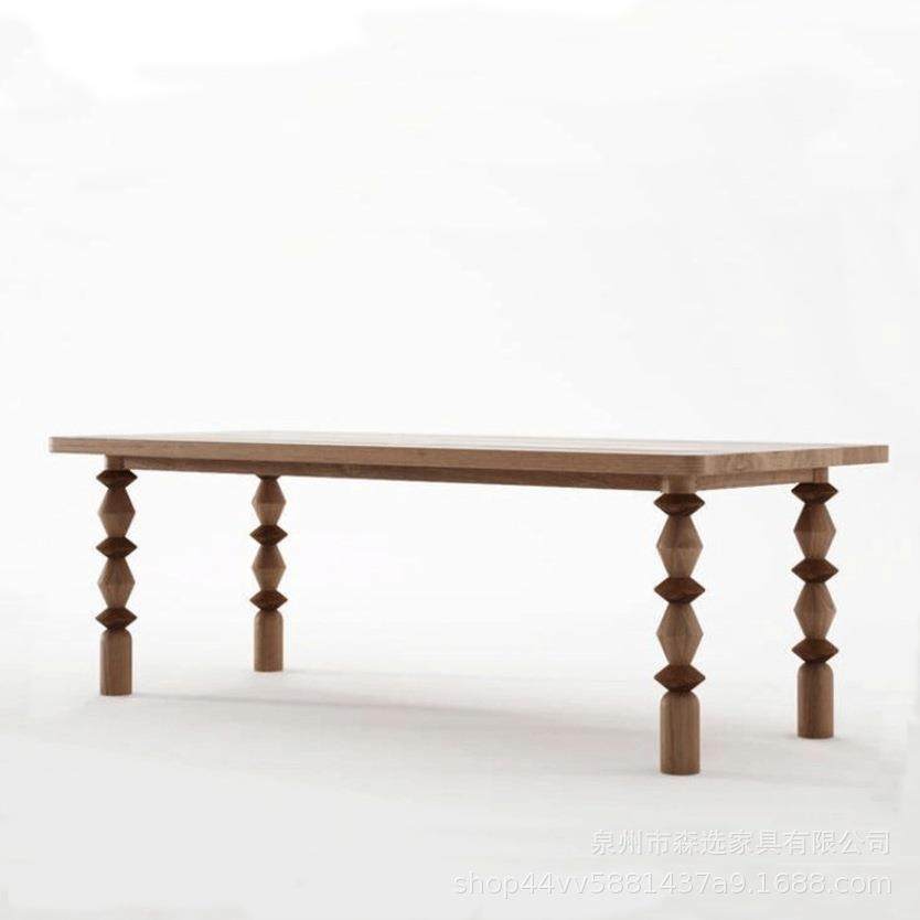 美式全实木餐桌意组合家用复古简约大桌子长条桌原木工作台洽谈桌