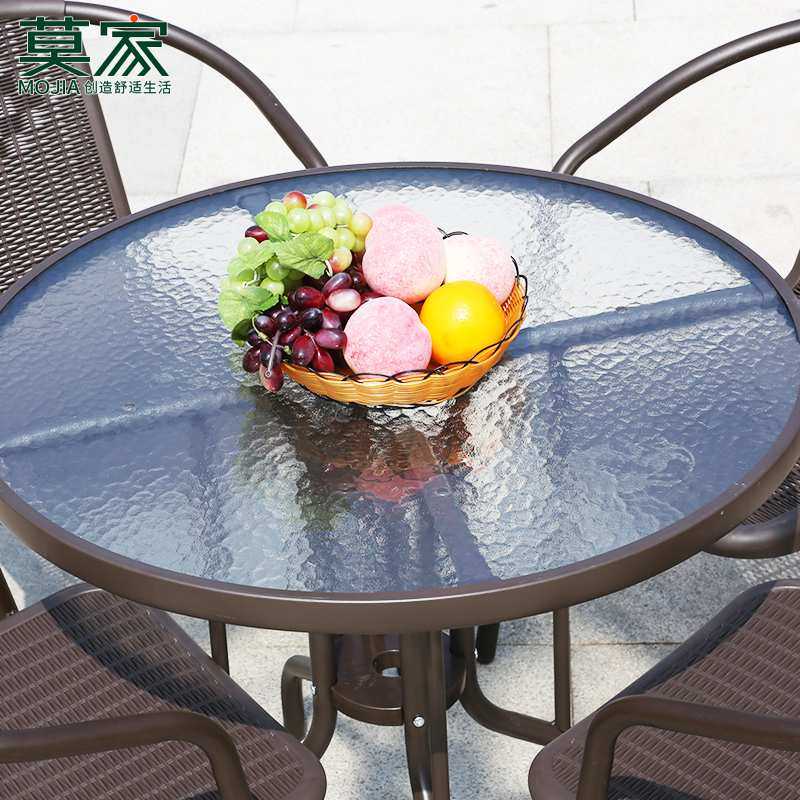 户外桌子单桌藤椅庭院花园露天阳台小茶几奶茶咖啡店室外桌椅