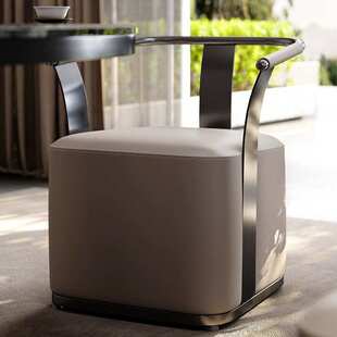 意式轻奢阳台茶椅主人位茶桌专用椅子现代高级皮艺主客人围椅休闲