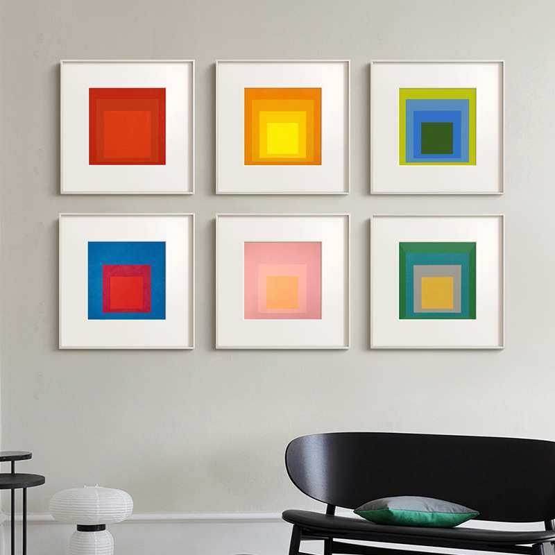 JosefAlbers现代简约抽象彩色方块装饰画小众北欧极简客挂