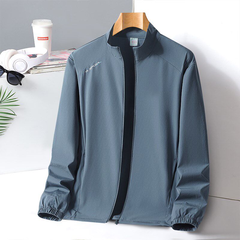 夏季中老年男装爸爸薄款冰丝立领夹克外套男士防晒衣爷爷夏装衣服