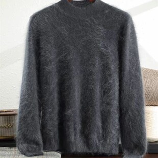 男士拉绒男士100纯山羊绒衫半高领毛衣加厚水洗拉绒工艺内搭