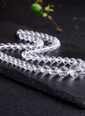 天然白水晶刻面塔链烟晶茶水晶项链水晶原石毛衣链情侣节日送送礼
