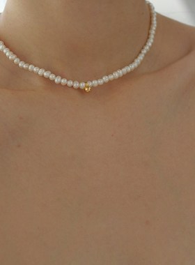 淡水米粒珍珠小圆球气质锁骨炼珍珠项炼轻奢小众短款颈炼女法式