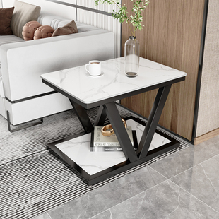 轻奢岩板茶几简约家用客厅意式方形茶桌小户型角几客厅长方形边几