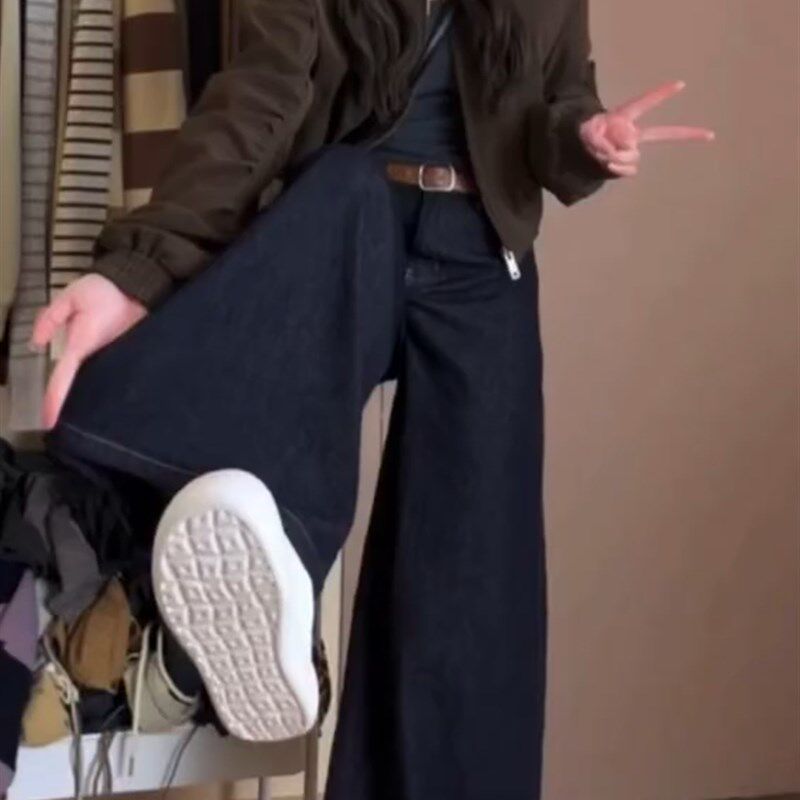 正蓝色慵懒松弛感牛仔裤大码显瘦大裤腿阔腿裤女胖mm梨型身材裤子,女装/女士精品,大码裤装,淘宝优惠券,粉丝福利购,淘宝优惠卷