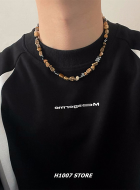 天然石串珠手作男生项链女款锁骨链小众设计感新中式颈链情侣饰品