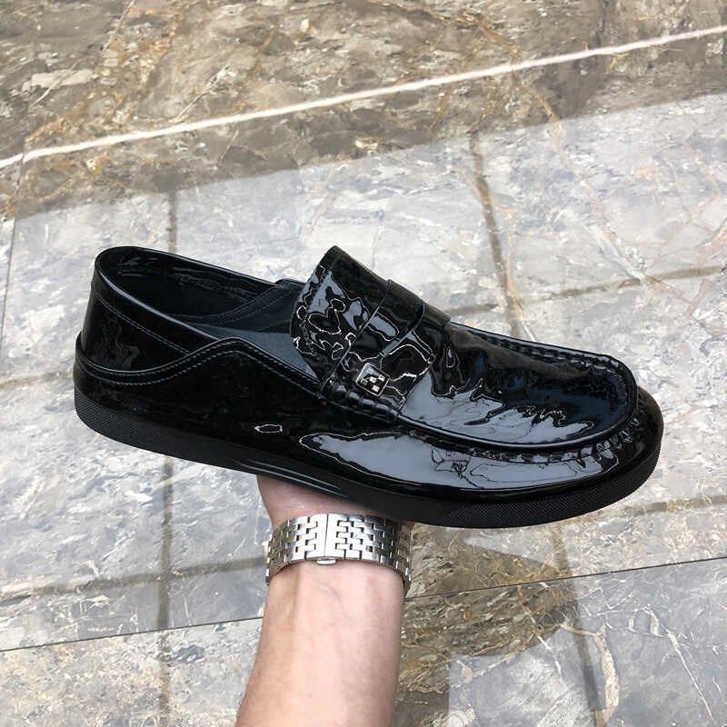 男鞋2024夏季透气新款商务正装皮鞋男款漆皮亮面一脚蹬时尚豆豆鞋,流行男鞋,乐福鞋（豆豆鞋）,淘宝优惠券,粉丝福利购,淘宝优惠卷