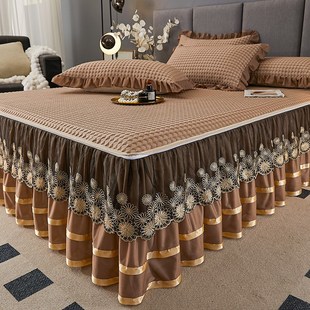 席子 凉豆豆凉感凉席三件套可机洗可折叠夏凉席床裙款 高端欧式 夏季