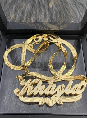 定制DIY男女名字m不锈钢蛇骨项链个性创意英文字母吊坠短款锁骨链