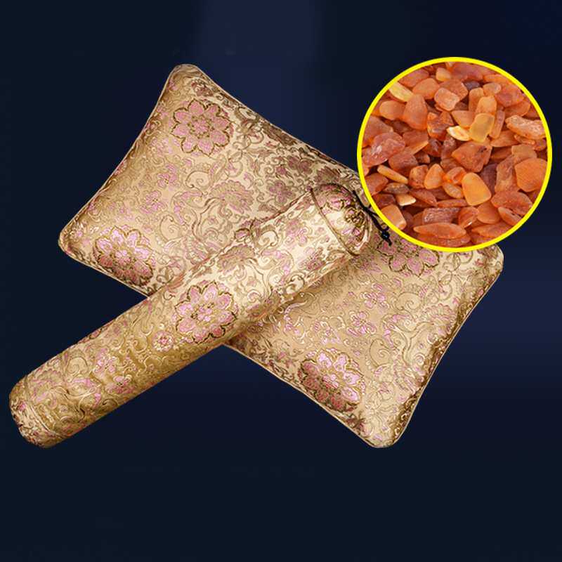 波罗的海海漂料原矿天然琥珀蜜蜡养生枕安神助睡眠护颈椎枕圆柱枕