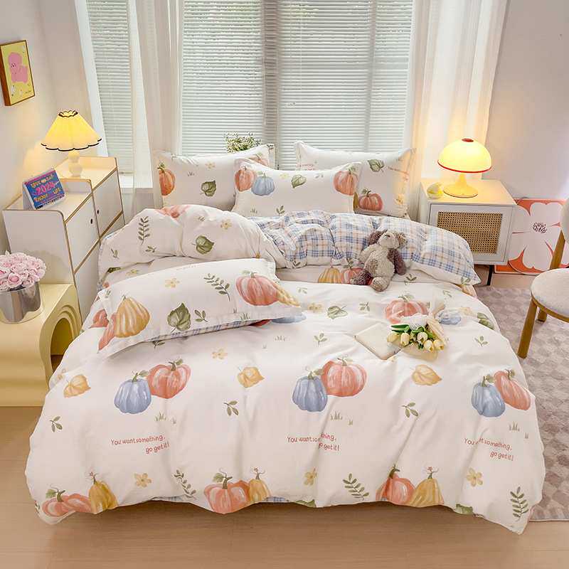 厂家全棉喷气AB版印花四件套学生宿舍纯棉四季款套件爆款床单被罩