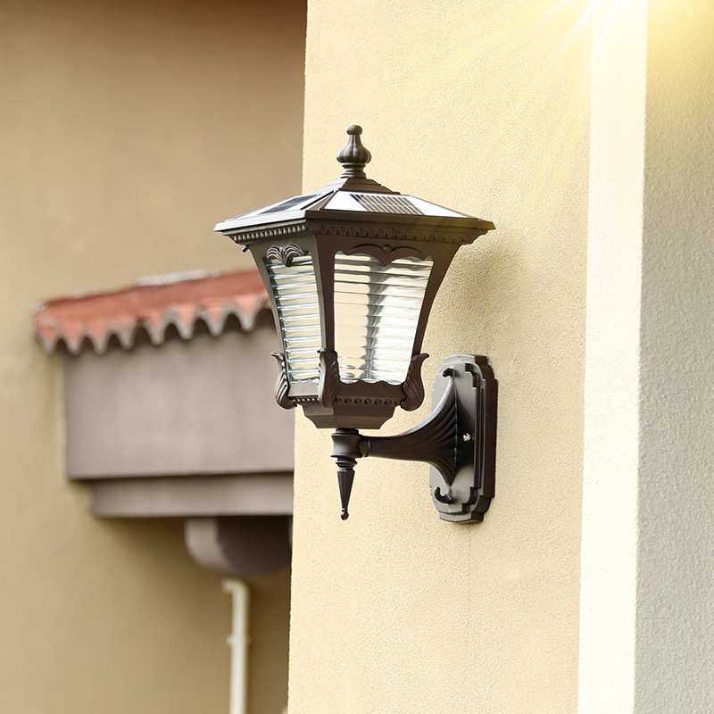 太阳能壁灯户外庭院灯家用防水室外阳台墙壁灯超亮LED太阳能灯具