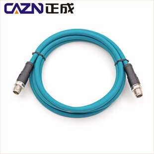 M12 X型转RJ45连接线X-coding连接器千兆以太网Patch Cord CAT6a