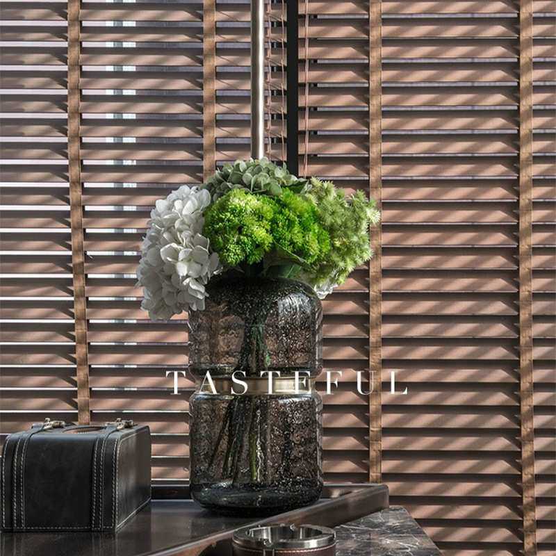 实木椴木百叶窗木质窗帘办公室书房客厅餐厅阳台遮光遮阳升降卷帘