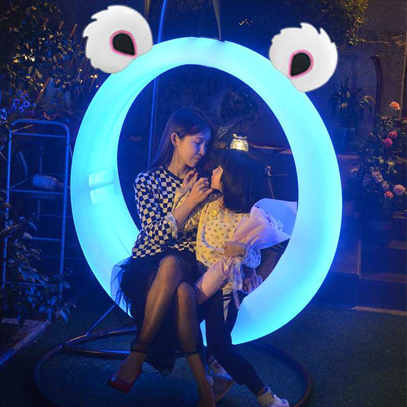 户外发光秋千月亮座椅网红儿童摇椅太阳能庭院吊床室内休闲吊篮椅