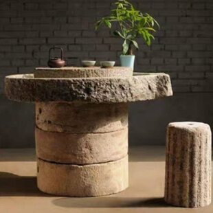 片茶台老旧石磨庭院摆件茶海家用茶室磨中国风老石磨茶盘磨盘茶具
