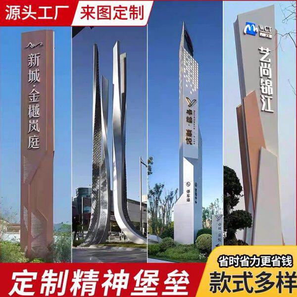 车大型指示牌立式导向精神堡垒不锈钢定制景区发光商场导视停户外