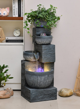 欧式流水摆件循环水生财客厅加湿器山水景观简约现V代假山喷泉造