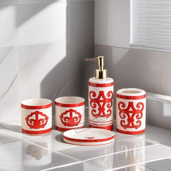 欧式陶瓷浴室用品五件套 时尚轻奢沐浴容器皂盒牙具漱口杯,家庭/个人清洁工具,皂盒,淘宝优惠券,粉丝福利购,淘宝优惠卷