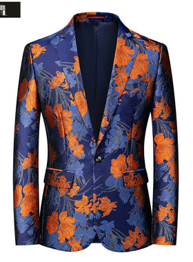 春秋季男士宴会单西婚礼司仪西服加肥加大码胖子西装舞台表演礼服