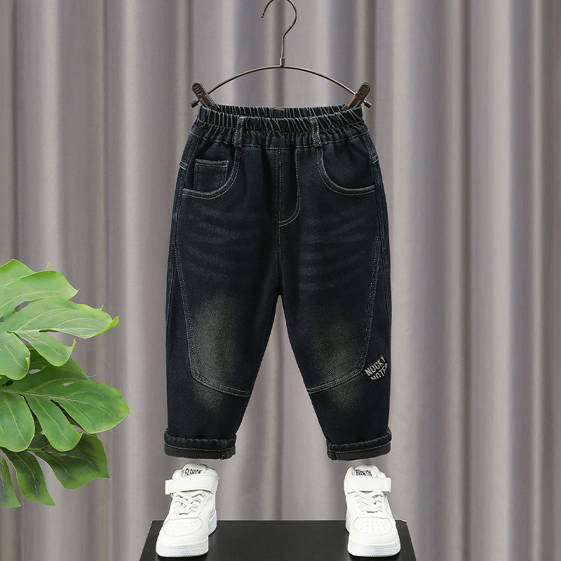 男童加绒牛仔裤2024新款儿童裤子秋冬款韩版宝宝冬季一体绒休闲裤