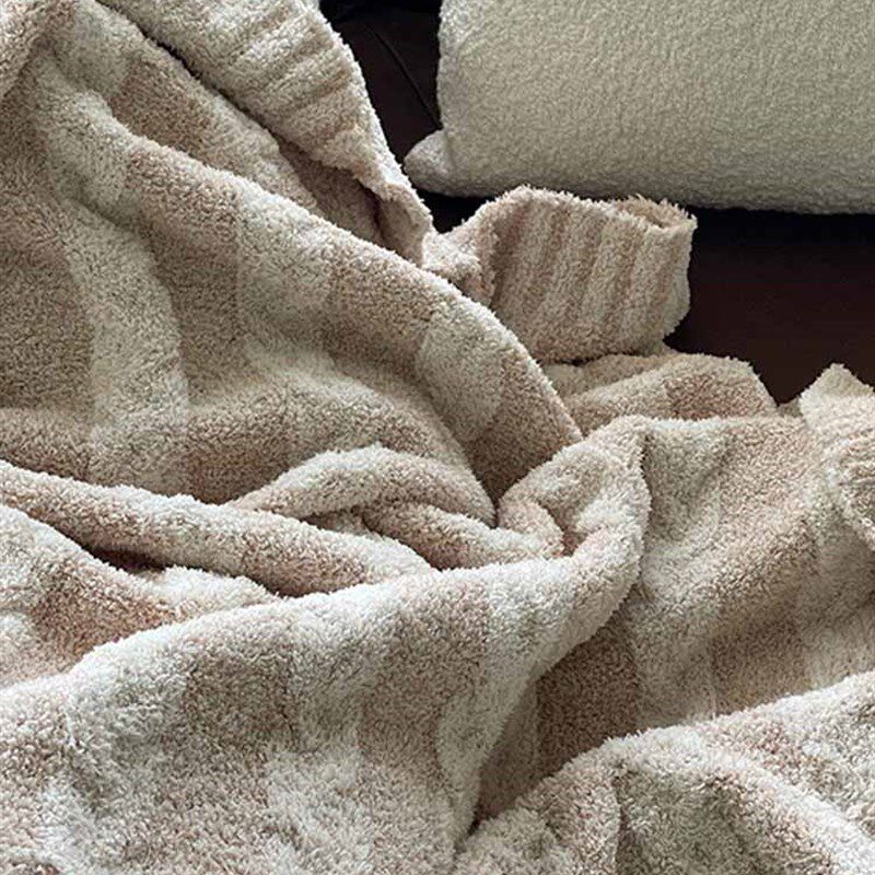 A类针织毛毯少h女心半边绒软绵绵球球沙发毯办公室午睡盖小毯子