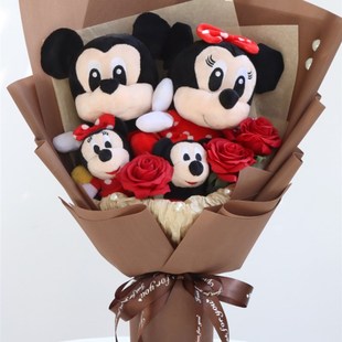 情侣表白礼毛绒娃娃表白花束特别创意生日礼物送女朋友老婆布偶花