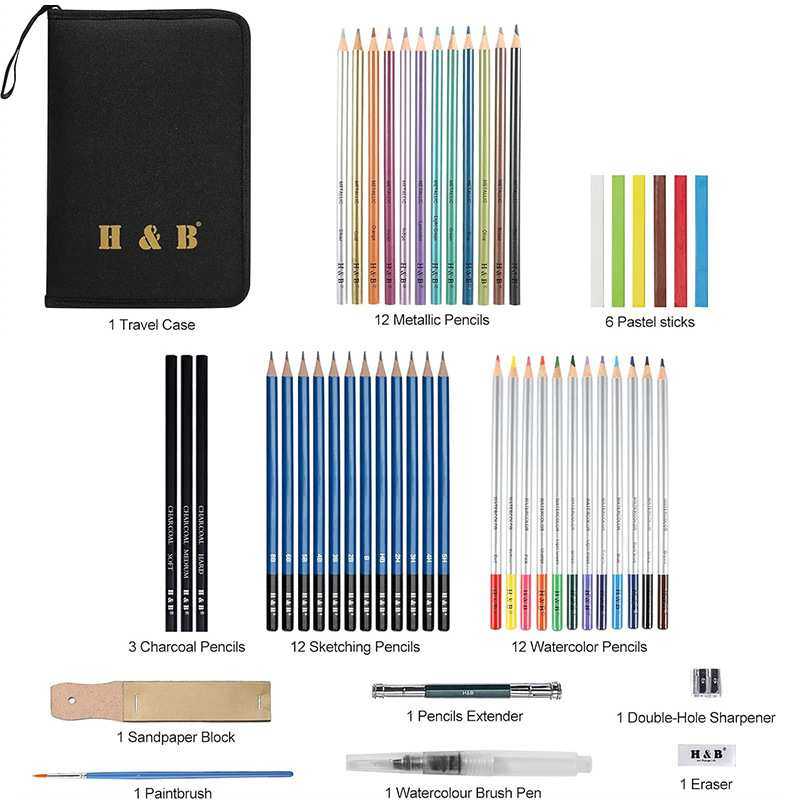 美术文具套装 51件素描彩色铅笔绘画套装 水溶性彩铅套装,3C数码配件,USB灯,淘宝优惠券,粉丝福利购,淘宝优惠卷