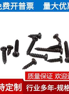 M2.3 304黑色不锈钢十字圆头自攻螺丝钉镀黑锌十字盘头自攻木螺丝