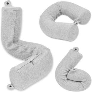 商务旅行枕可随意弯折记忆棉枕头慢回弹护颈枕圆柱扭曲枕U型枕