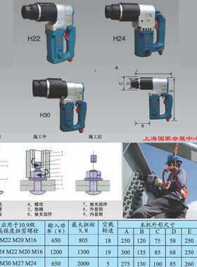 虎啸电动扭剪扳手H24H22H30高强型螺栓扭矩扭力终拧钢结构梅花M20