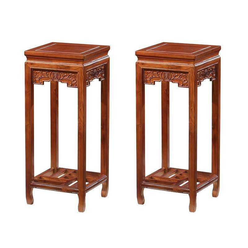 新中式南榆木花架全实木置物架阳台置物盆景架简约现代客厅家具