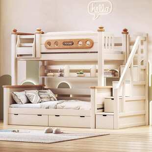 上下铺双层高低简约型男孩女孩床互不干扰上下床纯实子母床实木