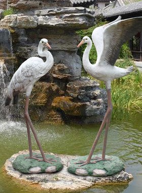 花园摆件白鹭雕塑玻璃钢园林景观户外庭院动物假山白鹤水池装饰品