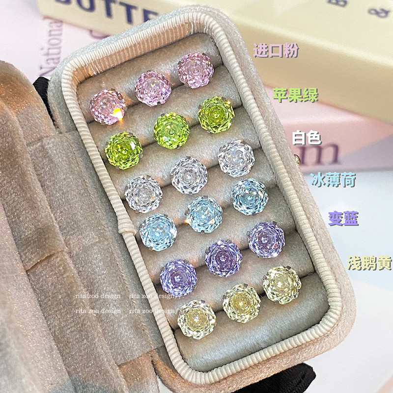 【Rita Zoo】千嬉玫瑰切!8mm定制5A锆石多色重工山茶耳骨钉耳钉,饰品/流行首饰/时尚饰品新,耳钉,淘宝优惠券,粉丝福利购,淘宝优惠卷