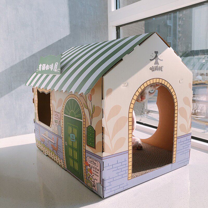 猫抓板不掉屑纸箱屋猫窝一体房子猫瓜板猫练爪子神器特大号磨抓板