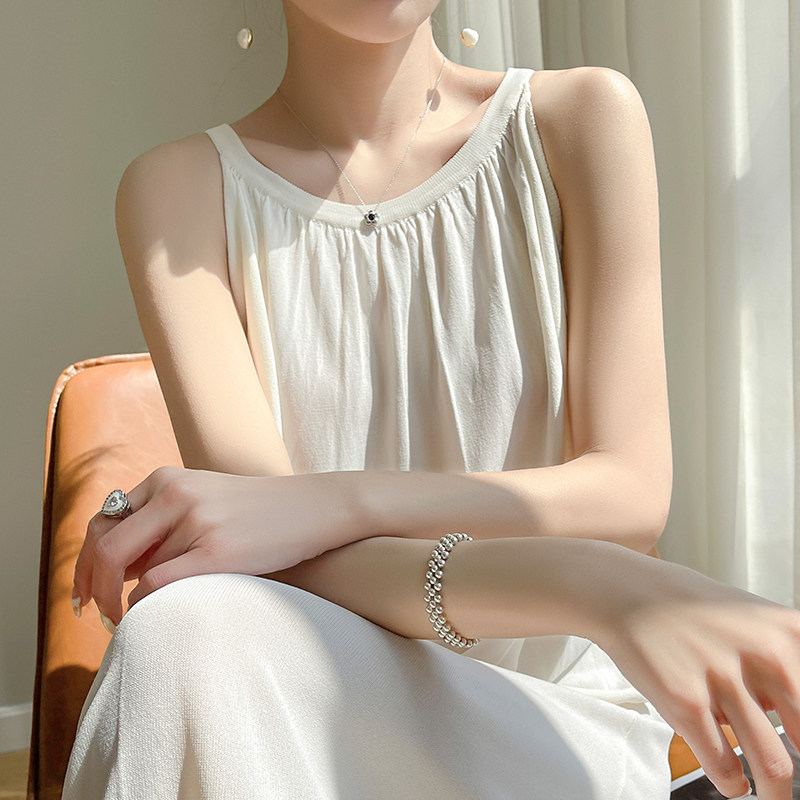 自带法式温柔!凉感挂脖冰丝中长款连衣裙无袖宽松过膝吊带长裙夏,女装/女士精品,连衣裙,淘宝优惠券,粉丝福利购,淘宝优惠卷