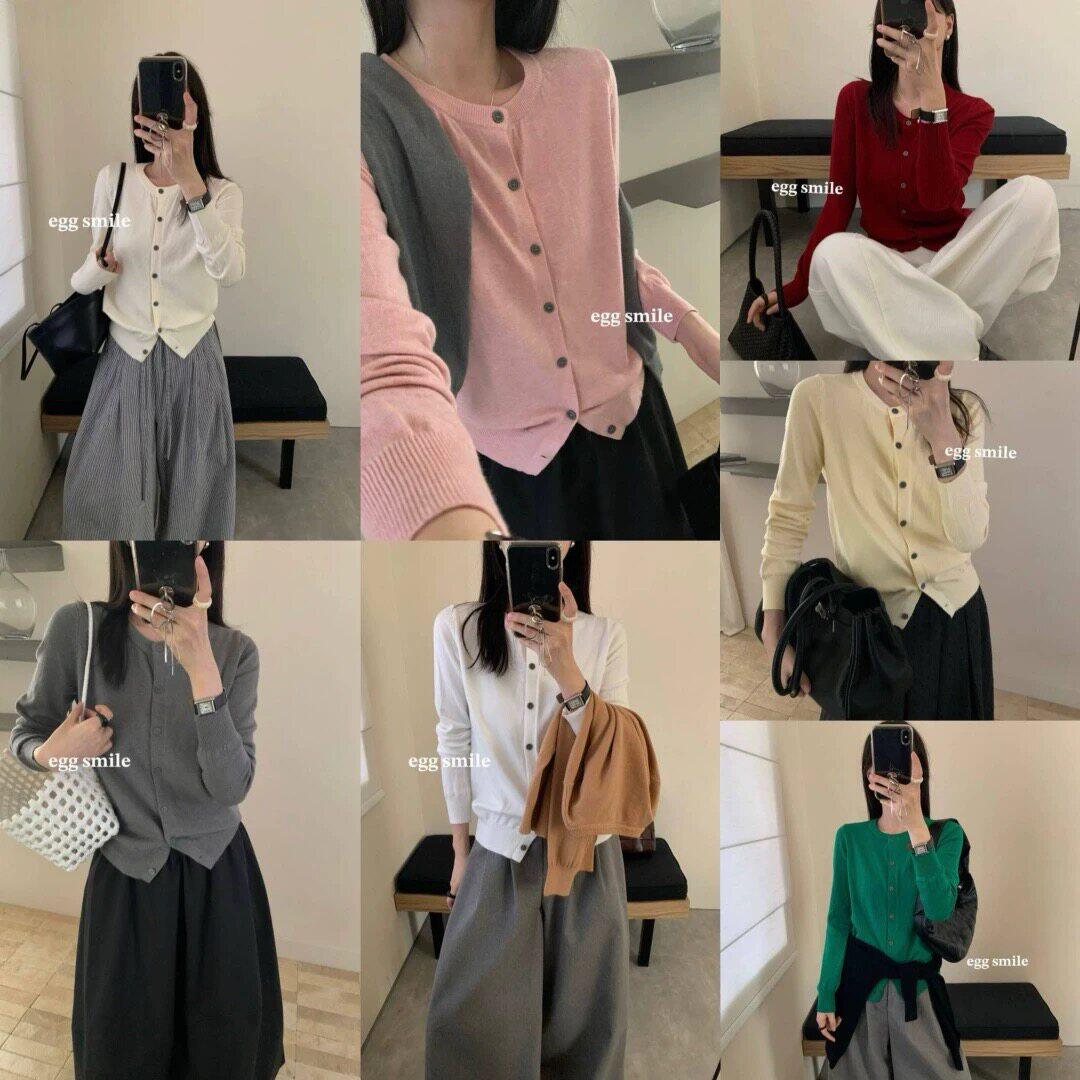 eggsmile轻奢仿羊绒肌理打底衫高级舒适多巴胺鹅蛋领针织衫-LJ