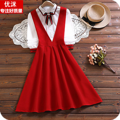 女大童新年红连衣裙13-15岁初中学生合唱演出服12少女孩表演礼服