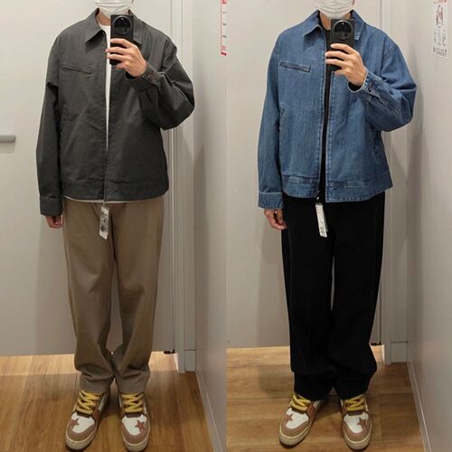 优优2025新款拉链茄克男女牛仔外套翻领底特律夹克E475681/476942